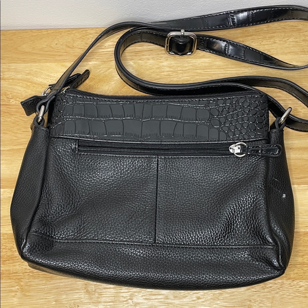 Black Textured Leather Shoulder Bag - Picture 6 of 7